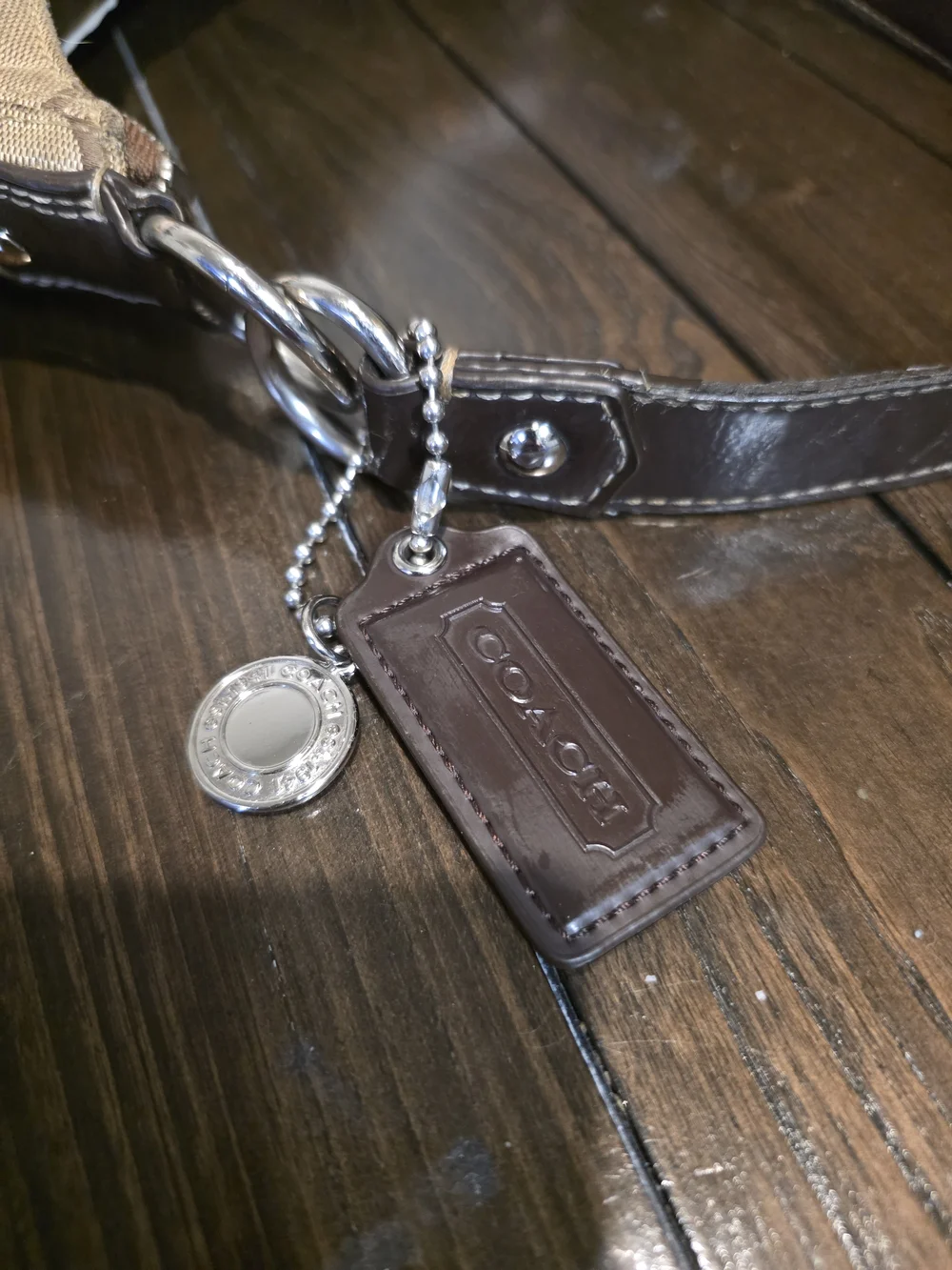 *UPCYCLED* Coach F19281 Brown Signature Canvas Shoulder Bag with Patch Accents - Picture 7 of 9